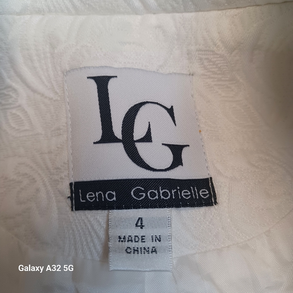 LG Lena Gabrille Ivory Jacquard Long Elegant White Women's SZ 4 Style Jacker Bla - Picture 10 of 15